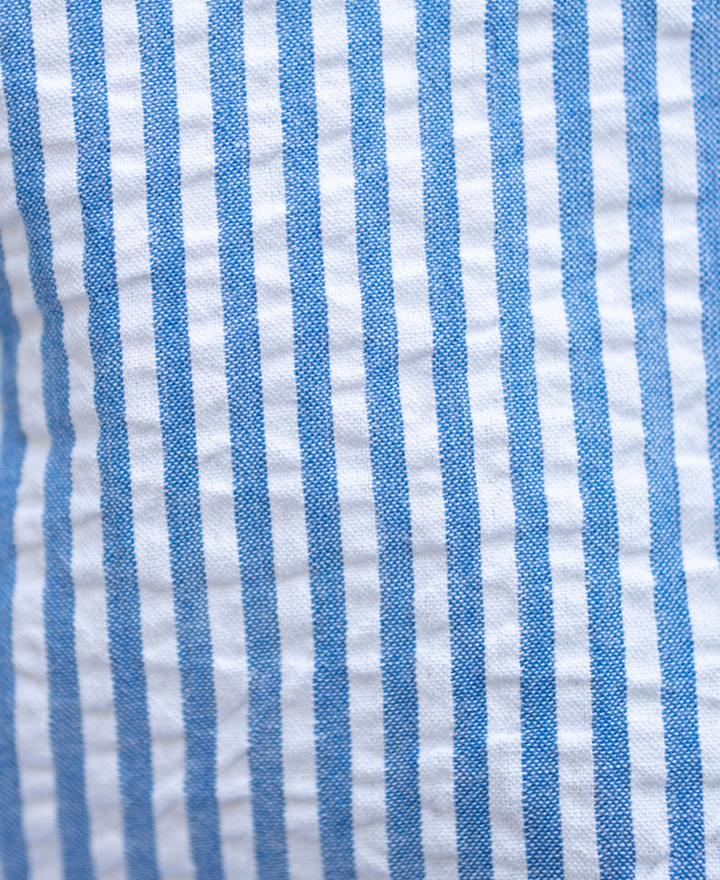 Blue Seersucker Printed Shirt 100% Cotton