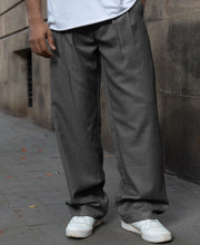 Grey Pleated Baggy Trousers
