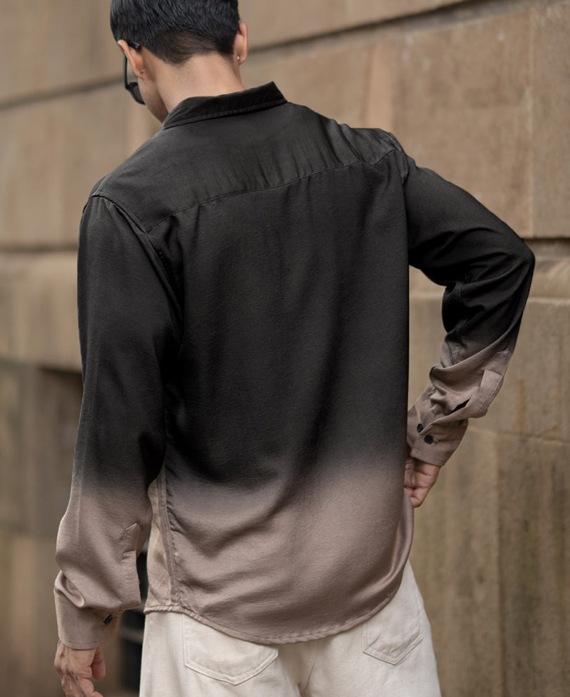 Brown Ombre Satin Shirt.