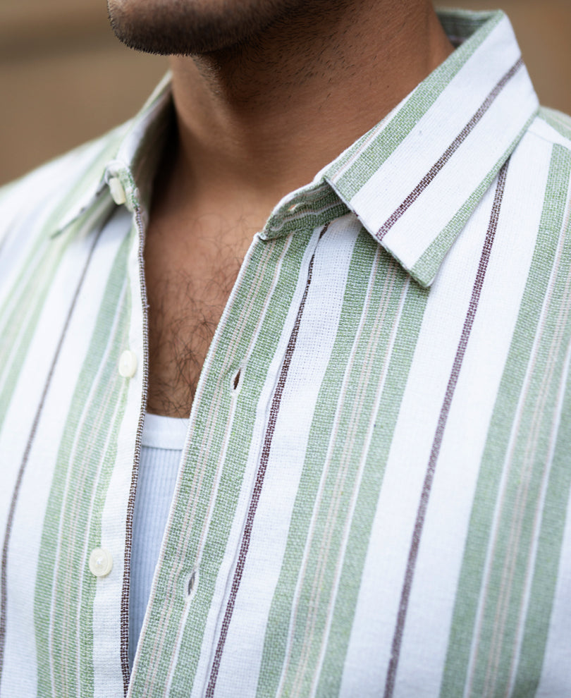 Green Strucured Stripe Shirt.
