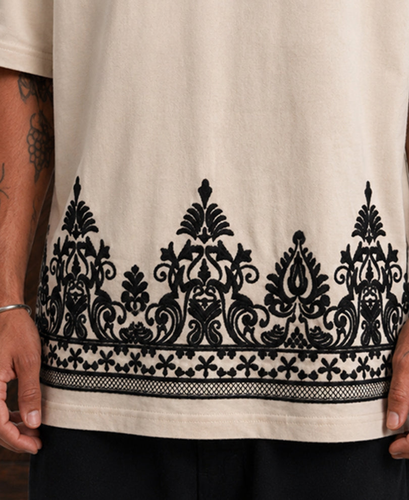 Cream Embroidered T-Shirt