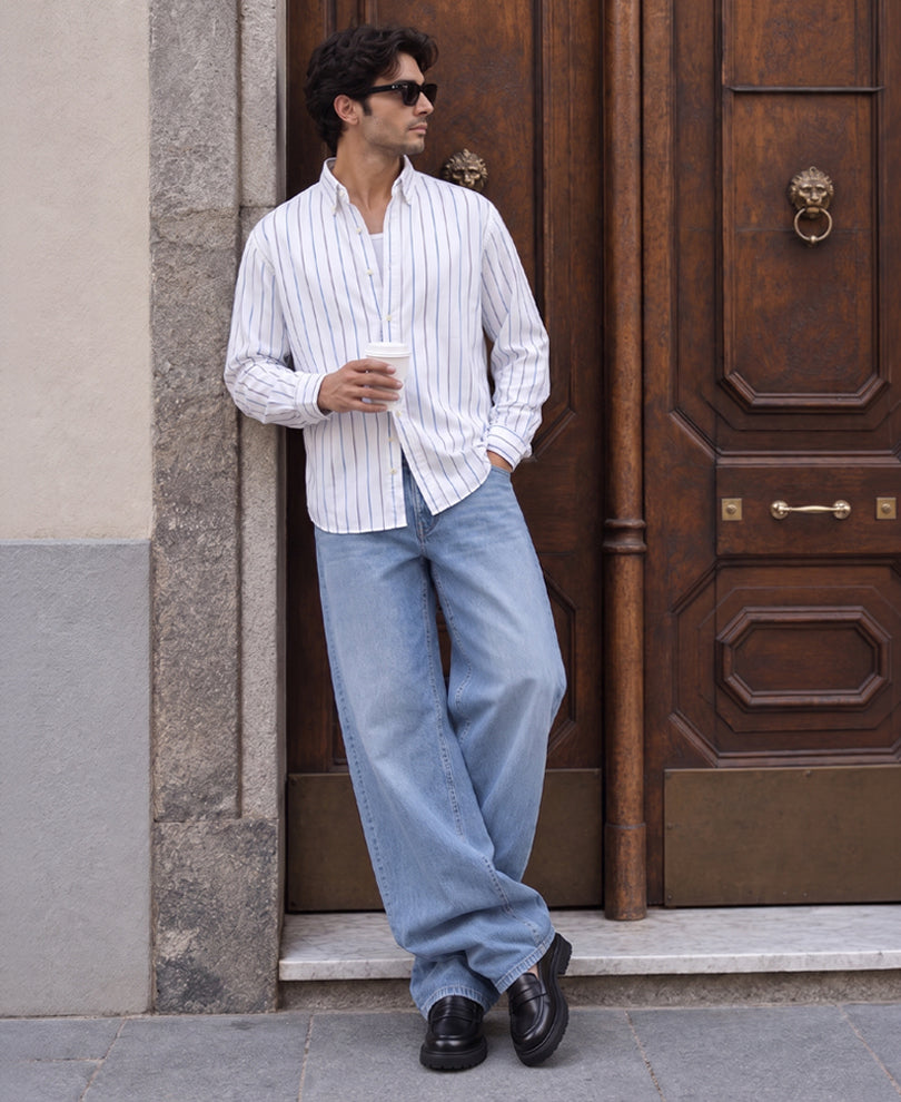 White Oxford Stripe Buttondown Shirt