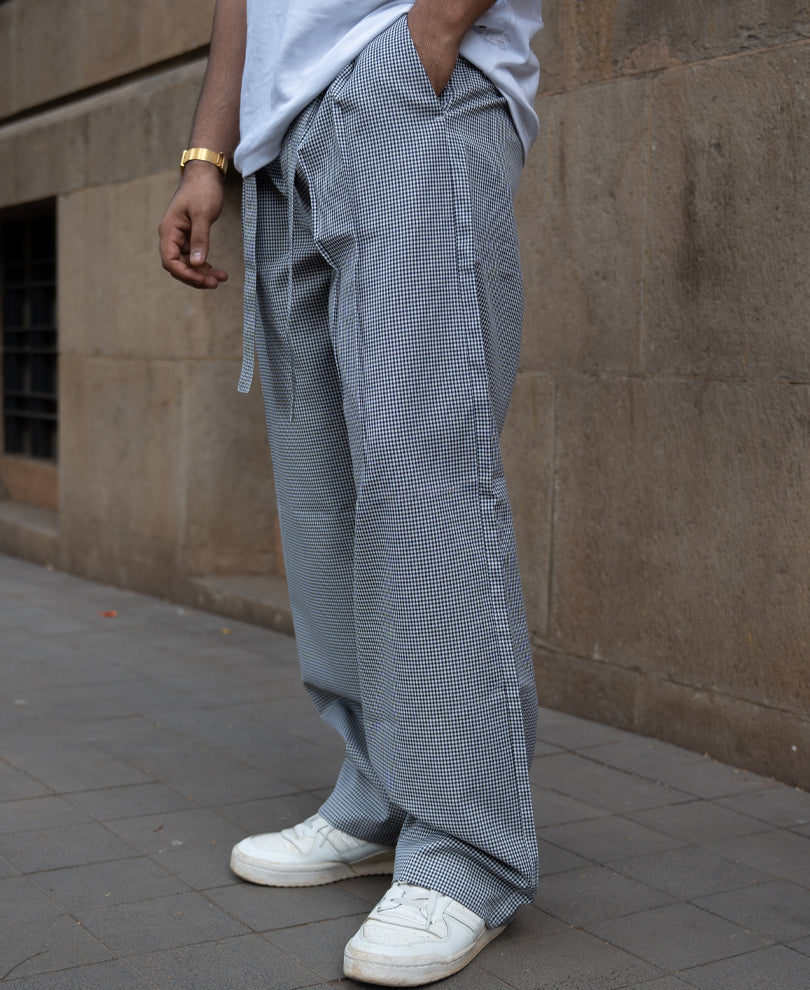 Black And White Micro Checks Trousers