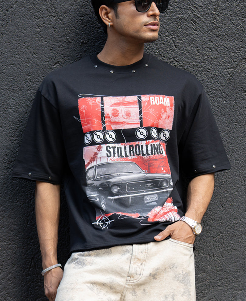 Black Graphic Stud T-Shirt.