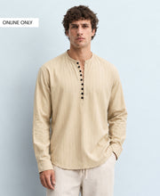 Beige Striped Kurta Shirt