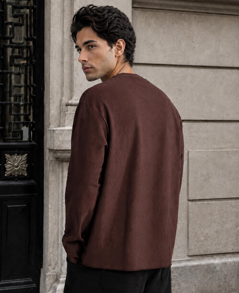 Brown Rib Knit T-Shirt