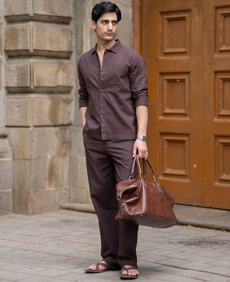 Brown Structured Lightweight Co-ord Set.