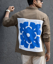 Dark Beige Printed Applique Shirt.