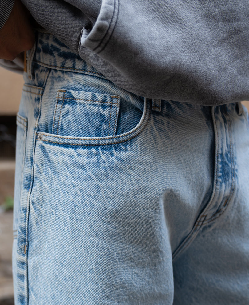 Light Blue Washed Baggy Jeans.