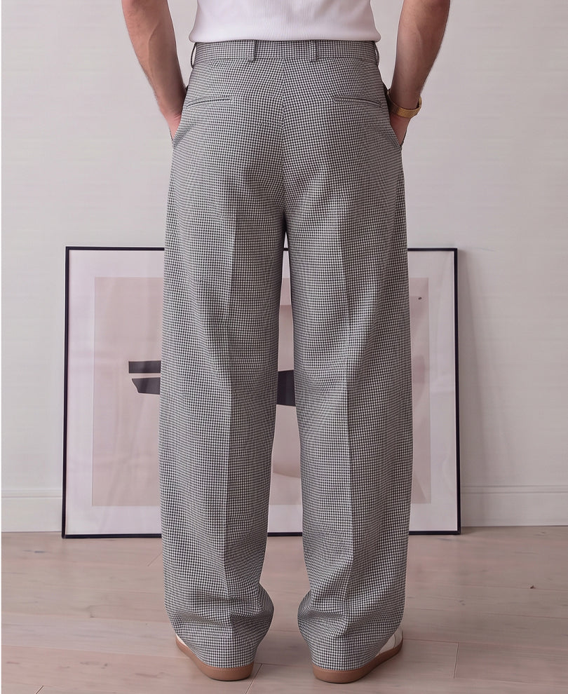 Black And White Micro Checks Trousers