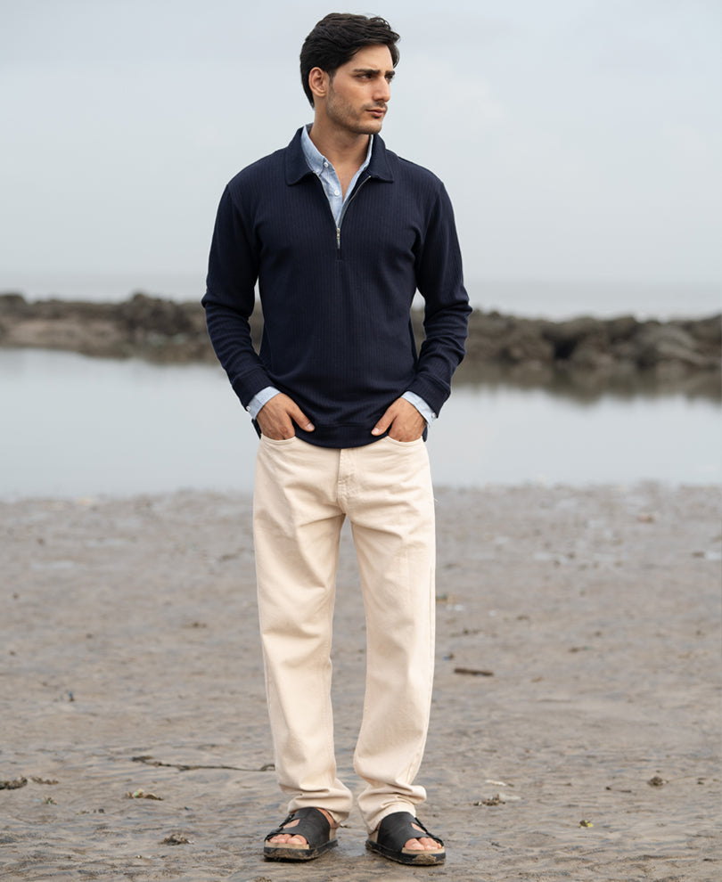 Navy Contrast Collar Polo T-Shirt.