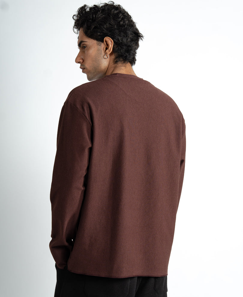 Brown Rib Knit T-Shirt