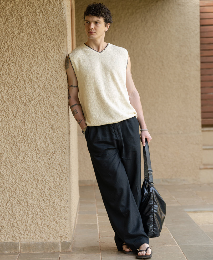 Cream Knit Structured Vest 100% Cotton