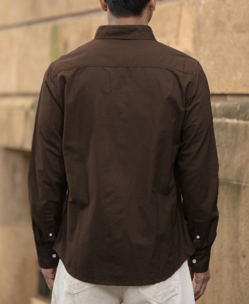 Coffee Brown Oxford Shirt.