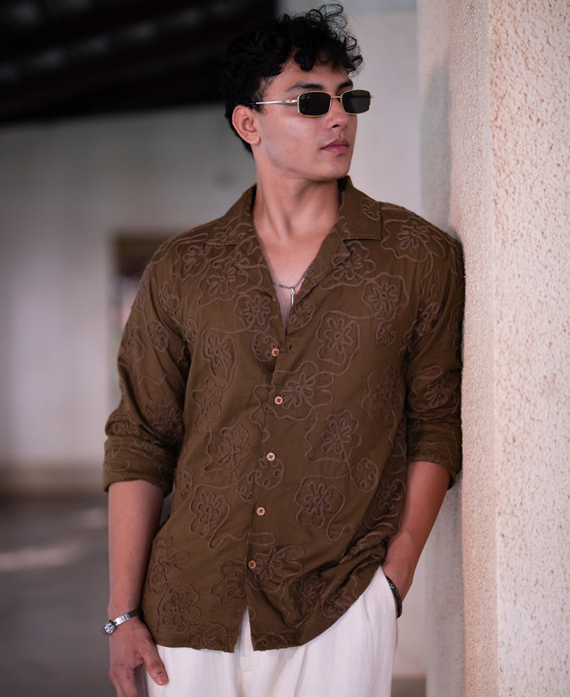 Light Brown Embroidered Shirt
