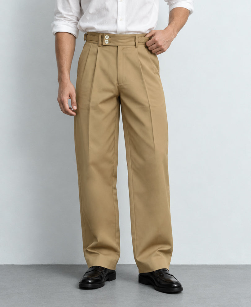 Beige Baggy Gurkha Trouser