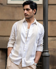 Natural & White Blend Stripe Shirt.