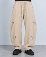 Beige Barrel Fit Paneled Trackpants