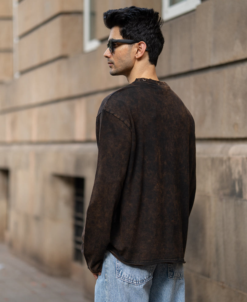Dark Brown Washed T-Shirt 100% Cotton