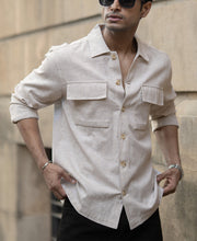 Natural Linen Double Pocket Shirt.