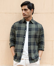 Olive Structured Checks Shirt.