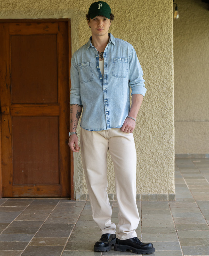 Blue Double Pocket Denim Shirt