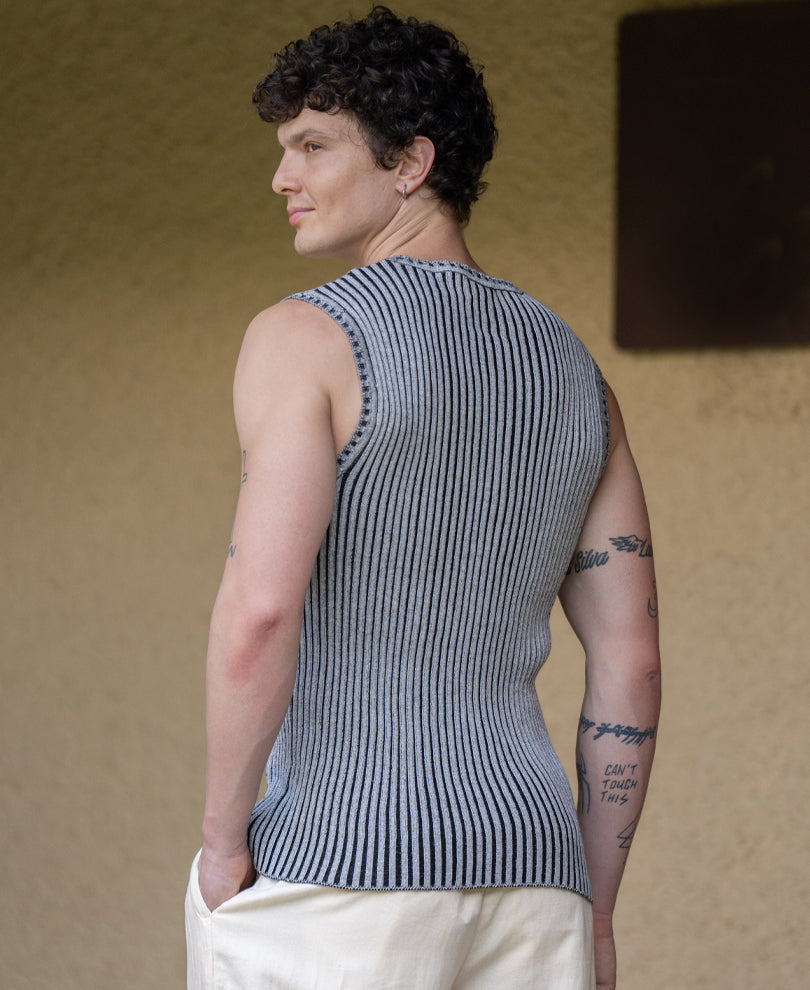 Grey Rib Knit Vest