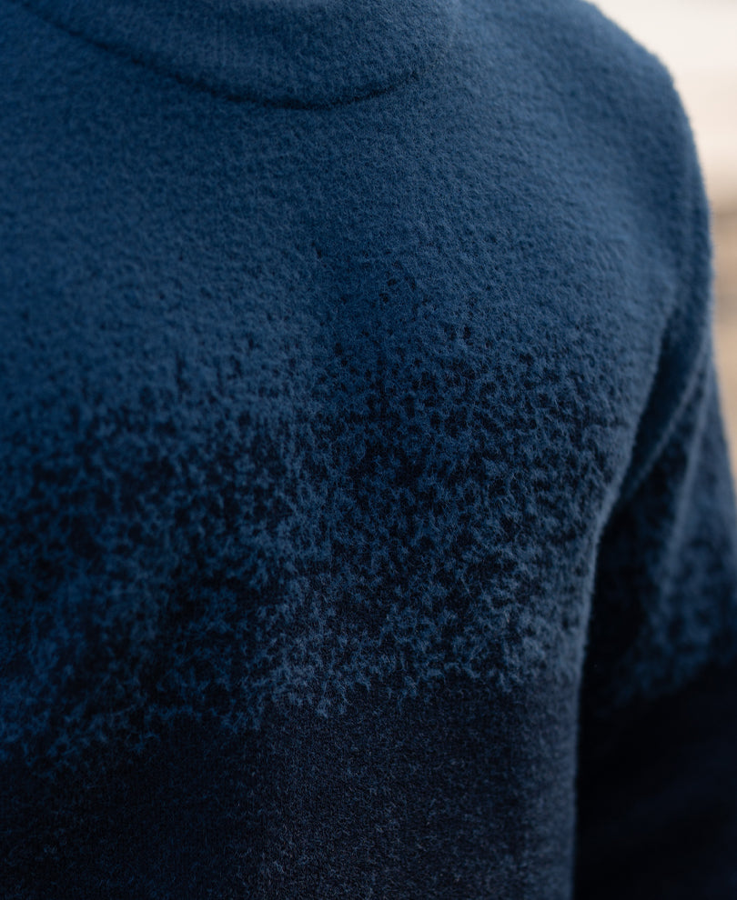 Navy Ombre Jacquard Knit T-Shirt.