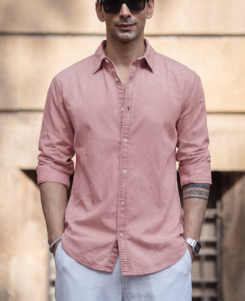 Pink Overdyed Structure Shirt 100% Cotton
