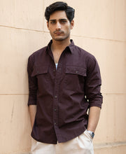 Wine Double Pocket Lightweight Shirt.