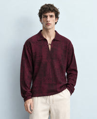 Wine Abstract Print Polo T-Shirt