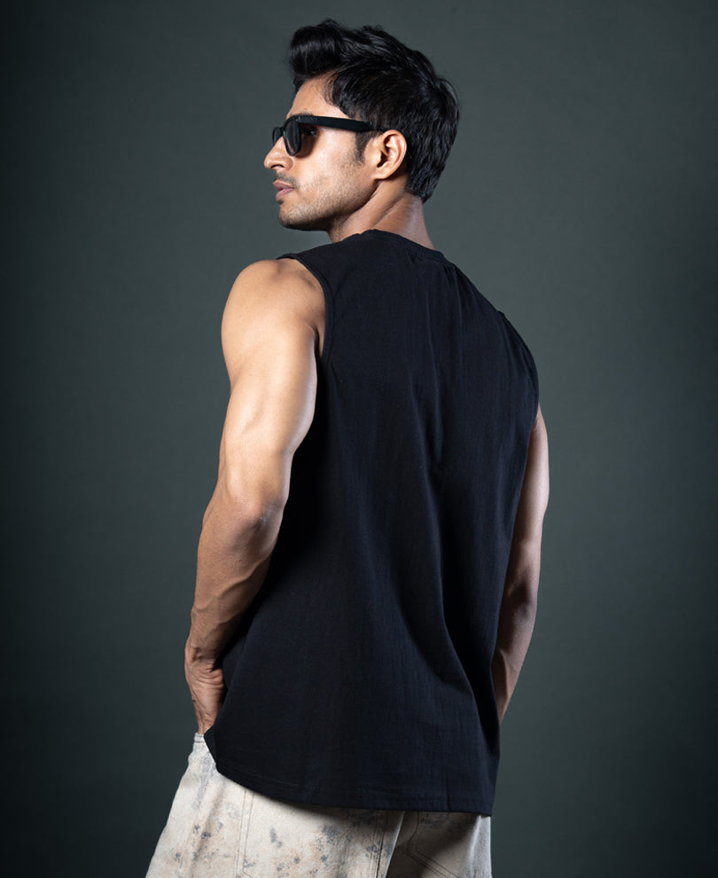 Black Graphic Vest.