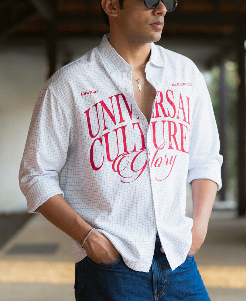 White Micro Checks Printed Shirt