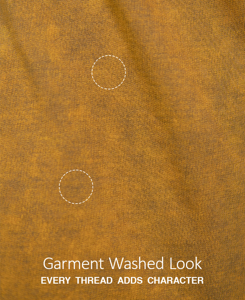 Dark Mustard Paneled Washed T-Shirt 100% Cotton