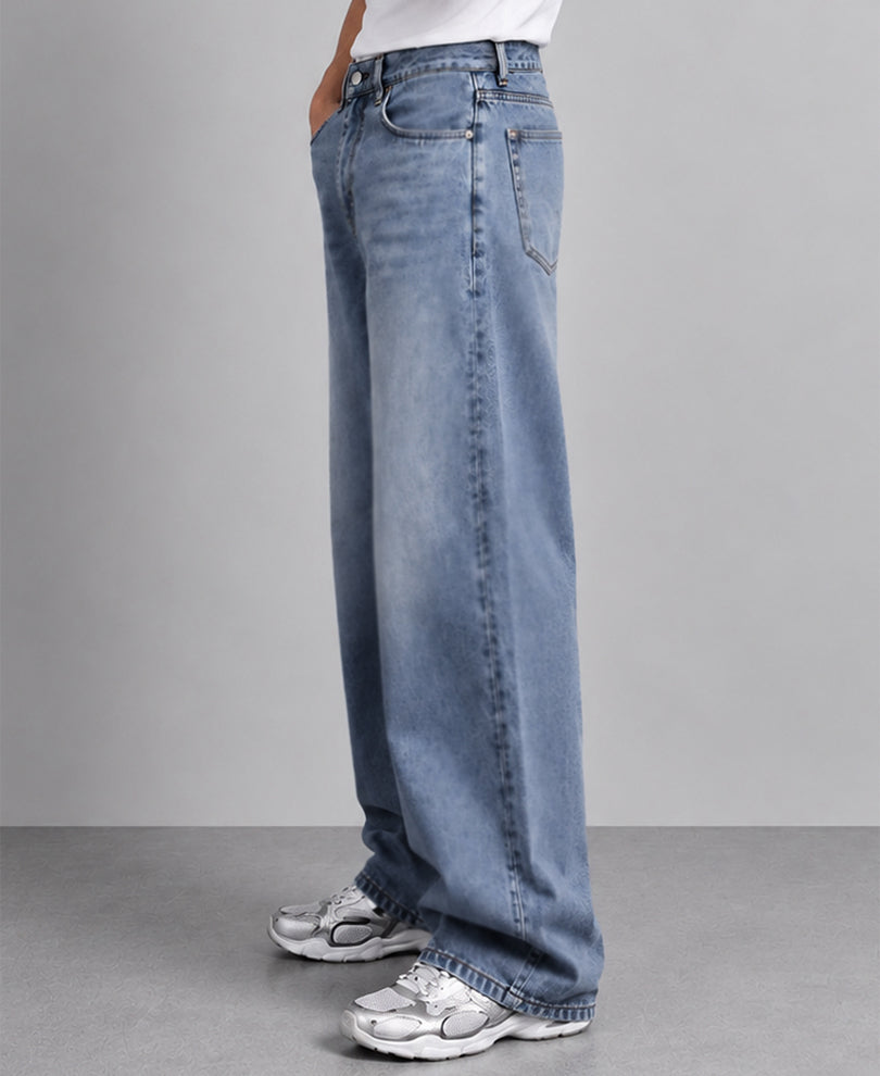 Light Blue Washed Baggy Fit Jeans