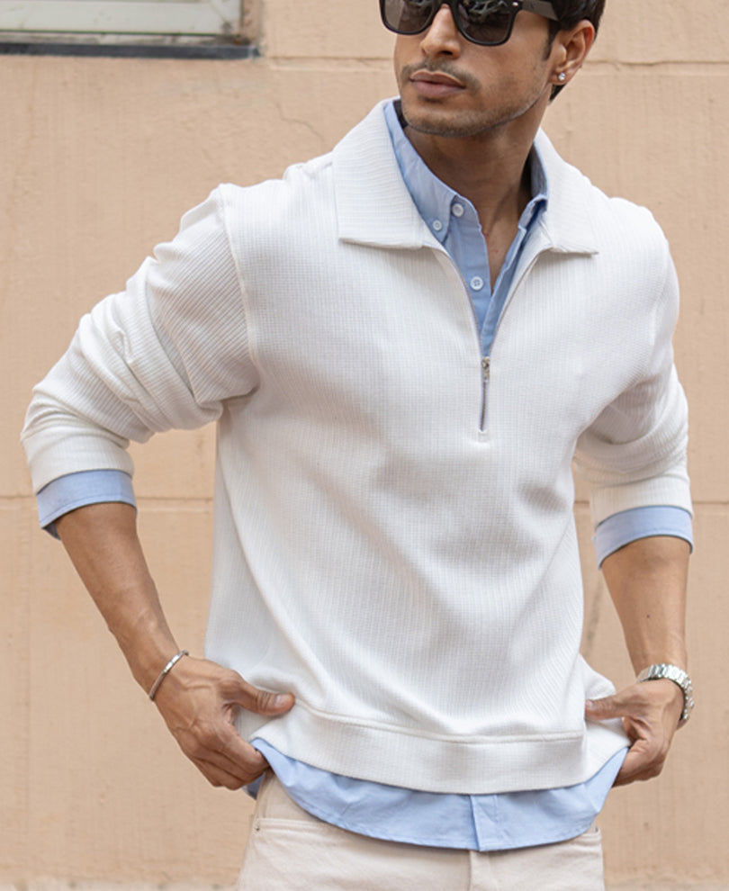 Offwhite Contrast Polo T-Shirt.