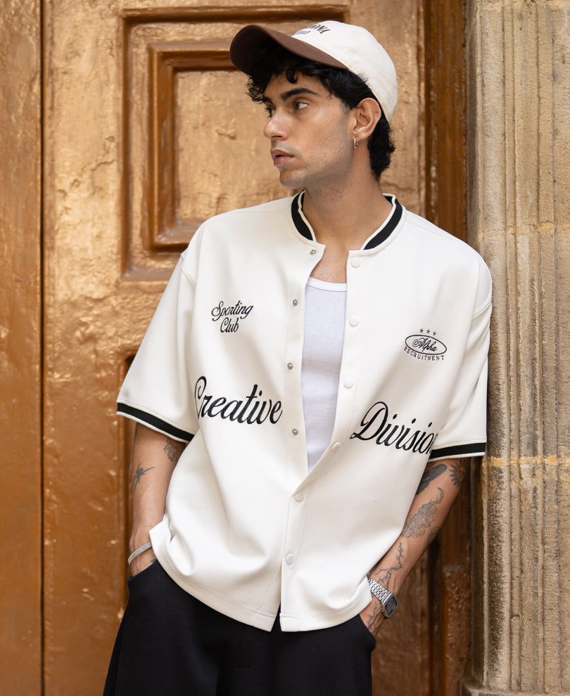 White Embroidered Knit Shirt