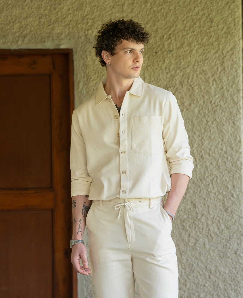 Beige Structured Cord Set 100% Cotton
