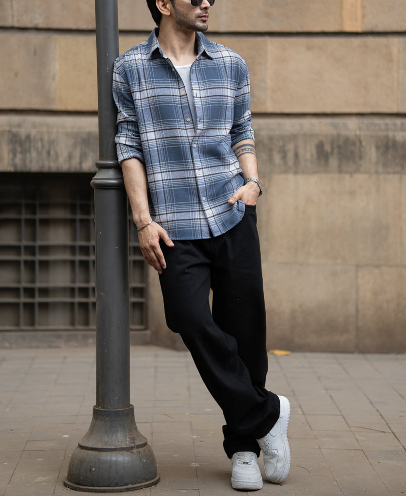 Grey Sky Structured Checks Shirt.