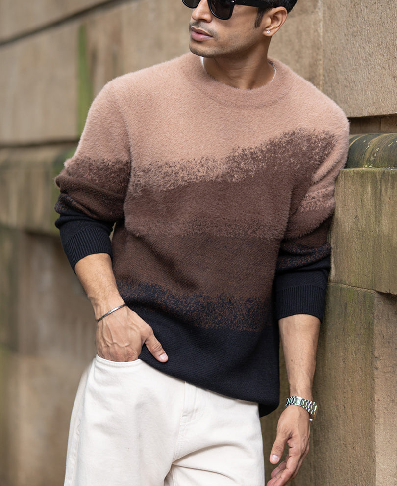 Brown Ombre Jacquard T-Shirt.