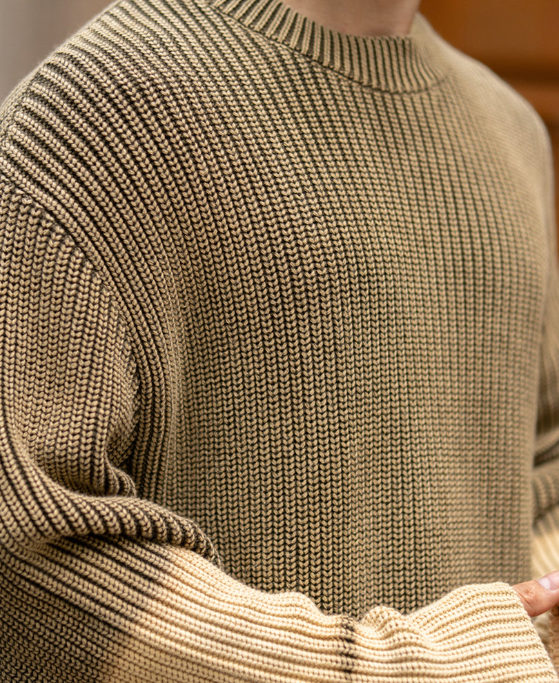 Olive Washed Tie Dye Sweater 100% Cotton