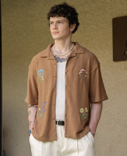 Tan Embroidered Knit Shirt
