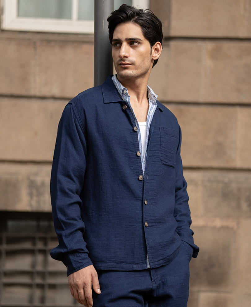 Blue Indigo Washed Cord Set 100% Cotton