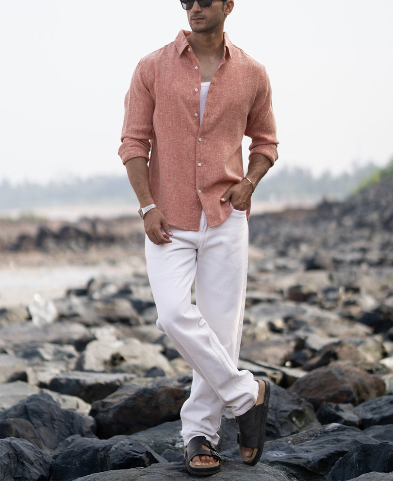 Peach Structured Shirt.