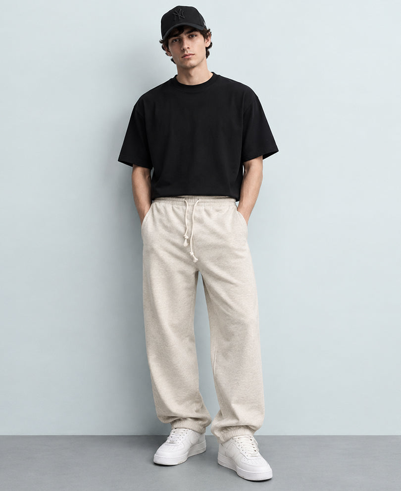 Light Beige Melange Knit Joggers
