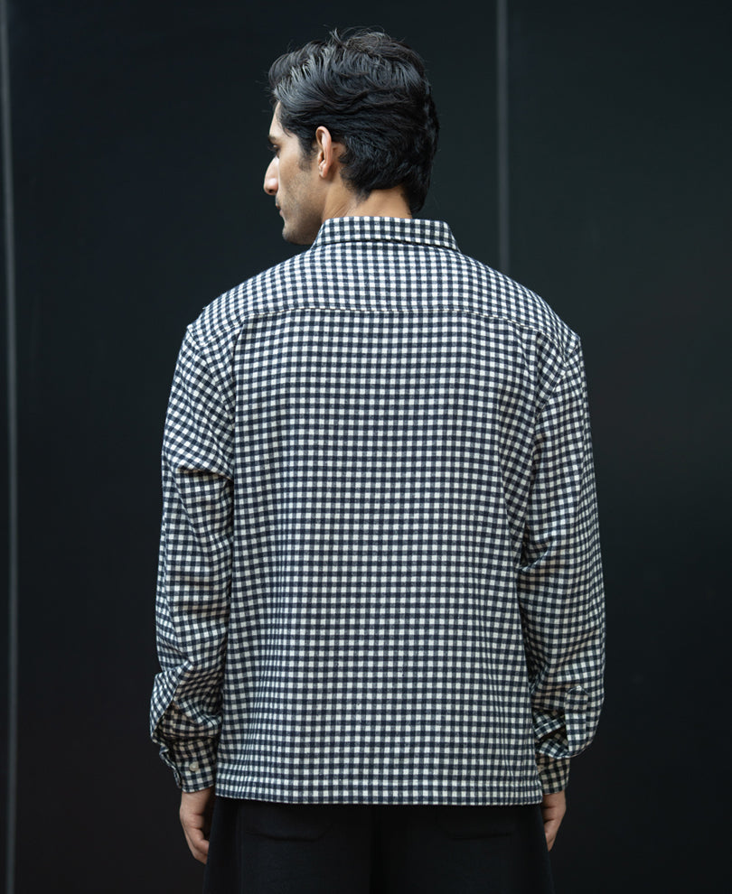 Navy Micro Checks Print Shirt