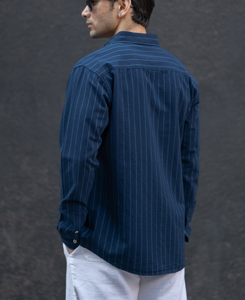 Navy Oxford Stripe Shirt.
