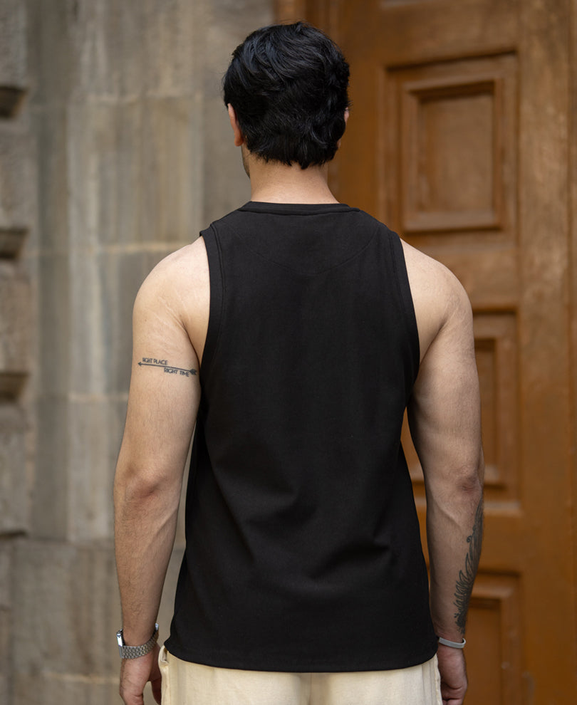 White Ribbed Vest With Patch