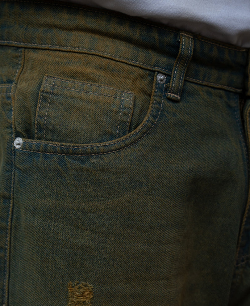 Tinted Blue Distressed Baggy Jeans