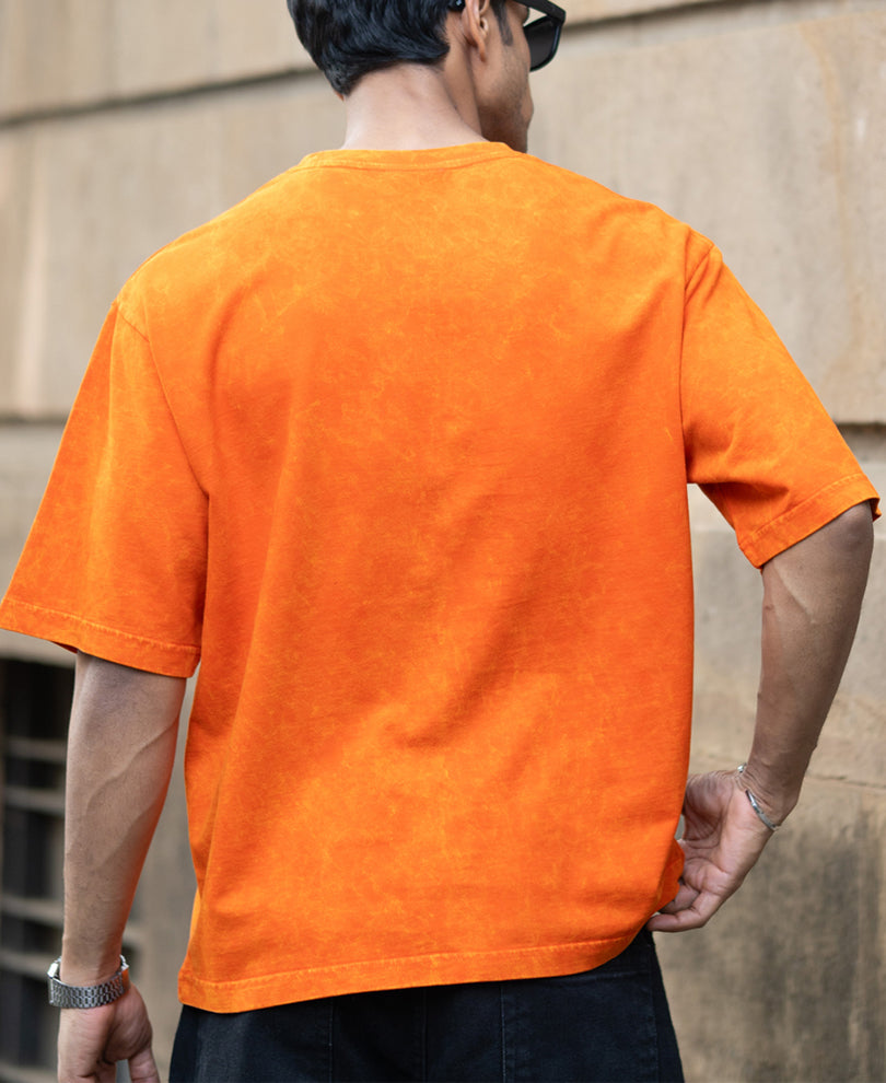 Orange Washed Graphic T-Shirt.
